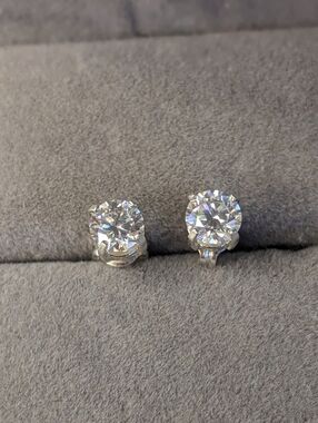 Diamond D Color VVS1 Sterling Silver Earrings Premium New 0.98 CTW Near Flawless